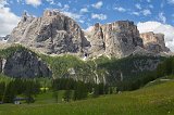 The Sella massif (Gruppo del Sella) and the Pisciadù waterfall, Alta Badia, South Tyrol, Italy