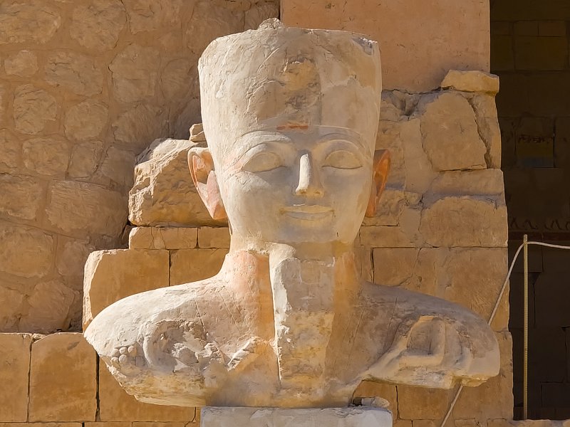 Decapitated head from a Hatshepsut Statue, Mortuary Temple of Hatshepsut | Mortuary Temple of Hatshepsut - Deir el-Bahari, Egypt (20230220_142000.jpg)