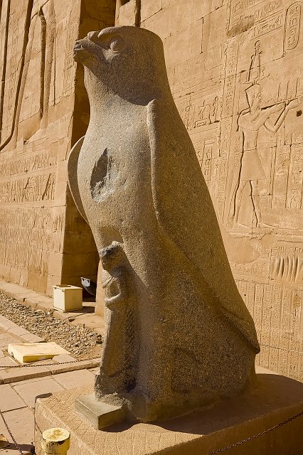 Statue of Horus as a Falcon, First Pylon, Temple of Horus, Edfu, Egypt | Temple of Horus - Edfu, Egypt (20230222_143548.jpg)