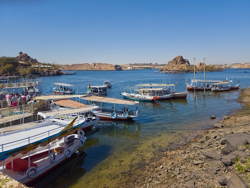 Moored Boats, Agilkia Island, Lake Nasser, Egypt | Philae Temple Complex - Agilkia Island, Lake Nasser, Egypt (20230223_104314.jpg)