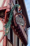 Sign of "Le Fer Rouge" (red horseshoe) Restaurant, Colmar, Alsace, France