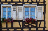 White Windows and Geraniums, Colmar, Alsace, France