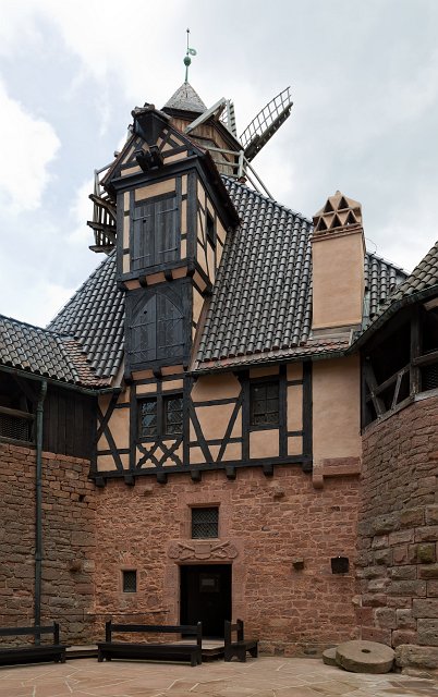 Lower Courtyard and Windmill, Haut-Koenigsbourg Castle, Orschwiller, France | Haut-Koenigsbourg Castle - Alsace, France (IMG_3011.jpg)