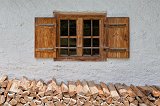 Wooden Window and Firewood, Glentleiten Open Air Museum, Großweil, Germany