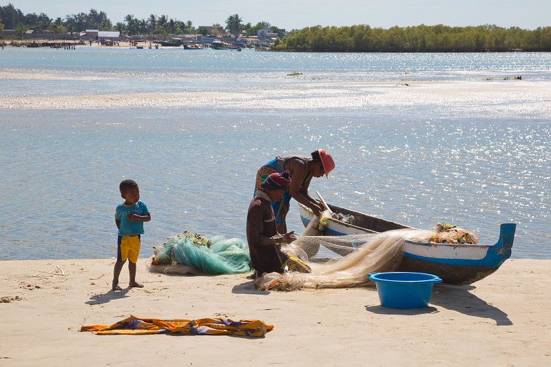 Fisherman and Wife Repairing Fishing Nets, Betania Village, Morondava, Madagascar | Madagascar - West (IMG_7084.jpg)