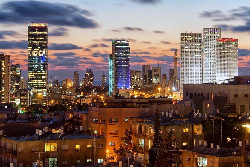 Skyline of Tel-Aviv by night | Israel (IS37-IMG_6450_51_52_53_6.jpg)